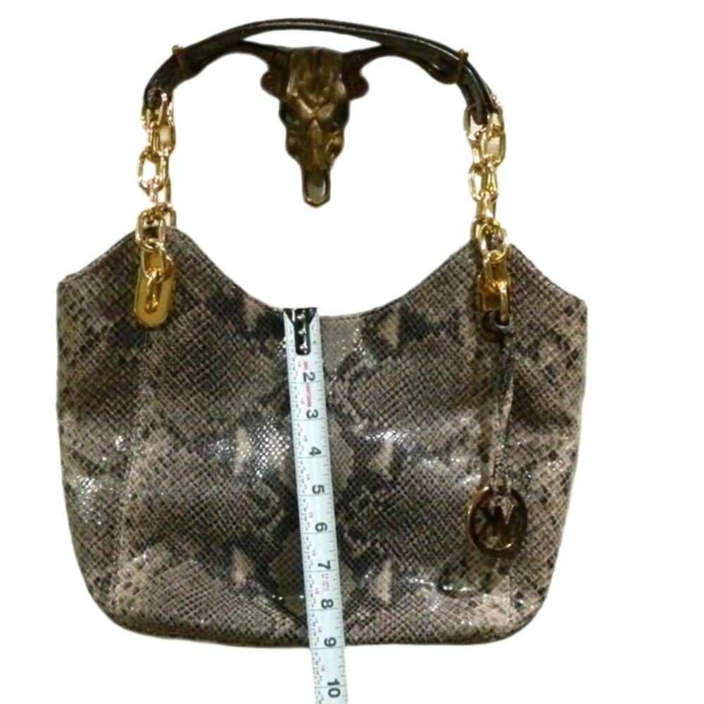 Michael Kors Gray Python Design Handbag Purse W D… - image 5